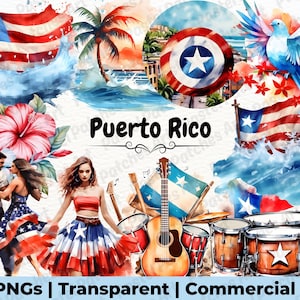 Puerto Rico Clipart - Puerto Rico Flag, Island Clipart, Summer Clipart, Puerto Rico Vibes, Beach Island Clipart, Digital Art, Commercial Use