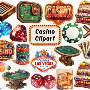 Casino Clipart, Roulette Clipart, Vibrant Casino Graphics, Slot Machine Clipart, Gambling Printables Png, Poker Chips Clipart, Bingo Clipart