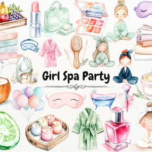 40+ Spa Day Watercolor Clipart – Cute Self-Care PNG Bundle for Cricut, Silhouette, Invitations & Sublimation – Instant Download