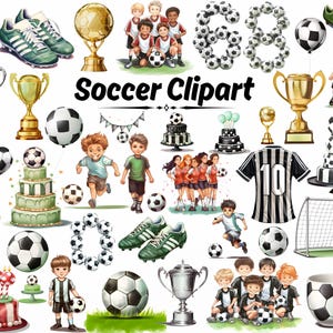Fußball Clipart, Fußball Clipart, Jungen Fußball Geburtstagseinladung, Clipart Bundle, Fußball Poster, Sport Kunstdruck, Fußball Einladung Clipart