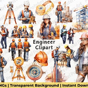 Engineer Clipart, Civil Engineer Illustrations, Mechanic Worker Clipart, Engineering Occupation, Female Engineer PNG, Architectural Builder