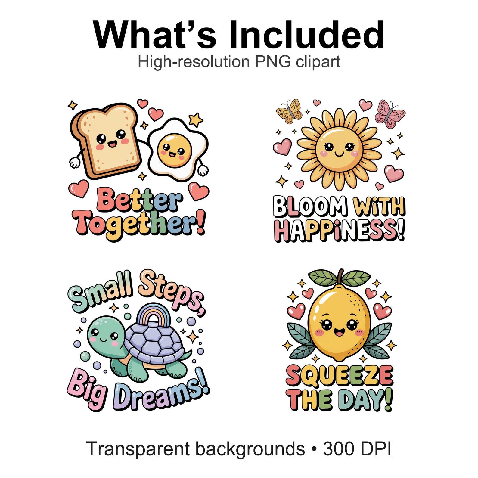 Kawaii Positive Quotes PNG Bundle • Cute Affirmations Clipart ...