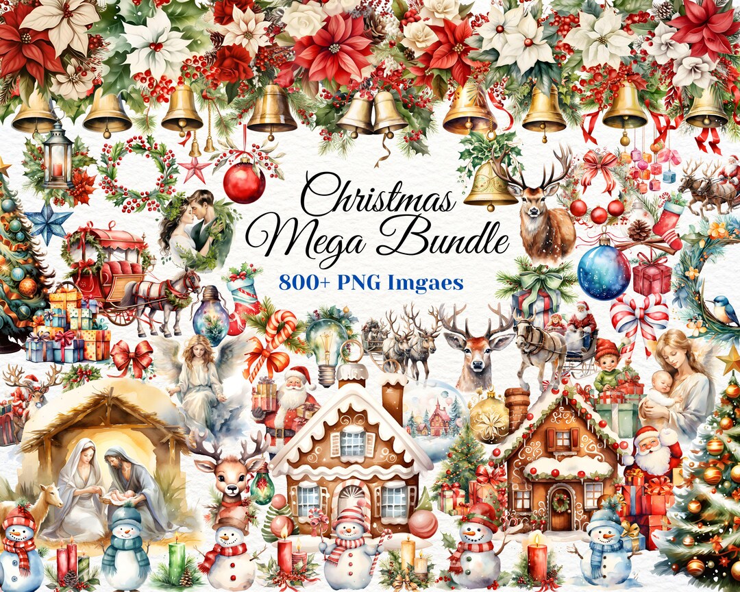 800+ Christmas Clipart Bundle - Merry Christmas Png, Christmas Png ...