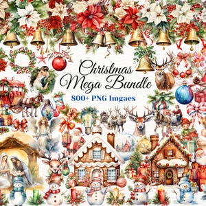 800+ Christmas Clipart Bundle - Merry Christmas Png, Christmas Png, Santa Claus Png, Winter Decor, Holiday Clipart, Xmas Png, Commercial Use