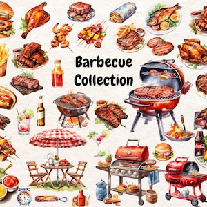Clipart de churrasco, Festas de churrasco, Gráficos de churrasco de verão, Itens essenciais para festas de churrasco, Arte de churrasco, Clipart de comida, Amantes de churrasco