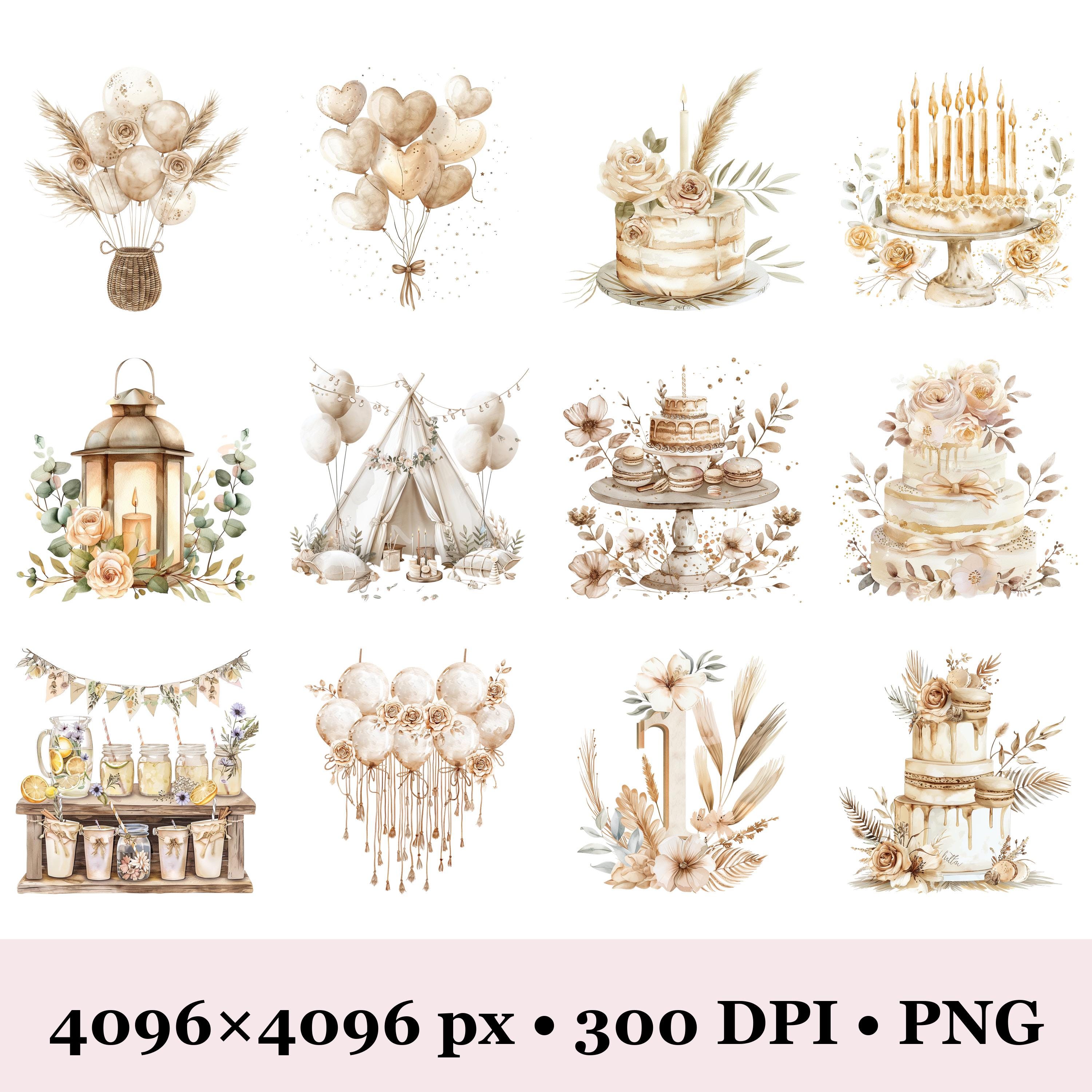Watercolor Birthday Clipart Bundle • 30+ Birthday PNG • Party ...