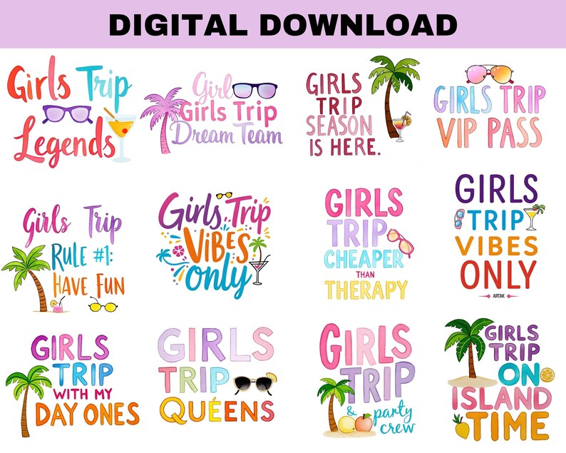 35+ Girls Trip Clipart PNG | Summer Vacation Art | Besties Travel ...