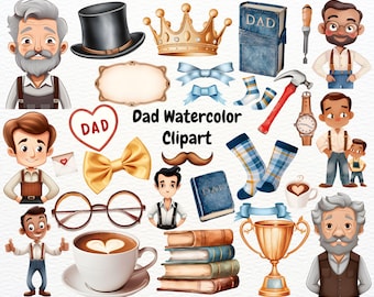 Father's Day Clipart, Super Dad Illustration, Dad Clipart, Hero Dad Silhouette, Gentleman Clipart, Dad and Children Art, Dad with kids
