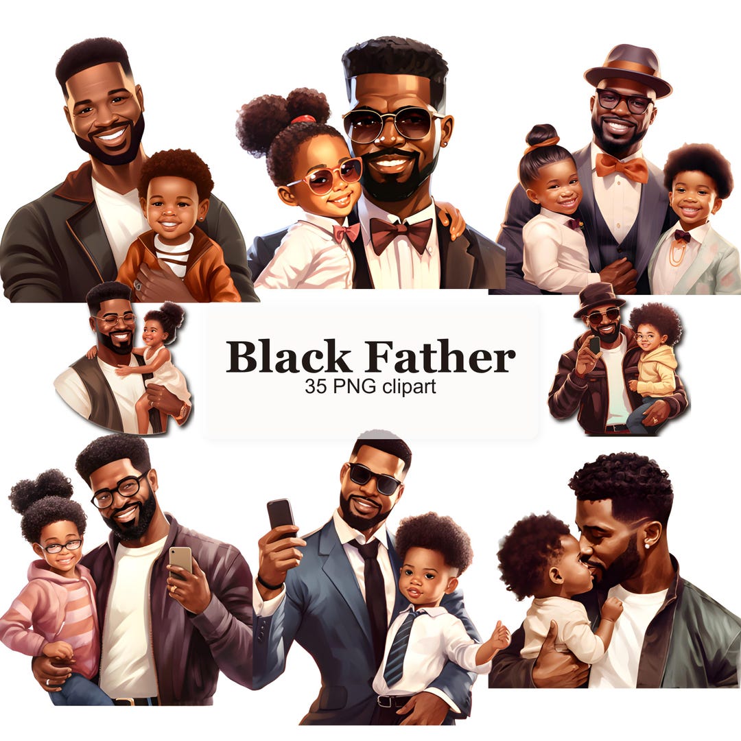 35 Black Father Clipart PNG Bundle | African American Dad Graphics Pack ...