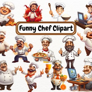Funny Chef Clipart, Cooking Clipart, Cartoon Chef, Cooking Tools Png, Baking Illustrations, Restaurant Clipart, Commercial Use, Scrapbooking