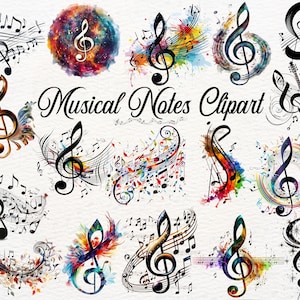 Notas Musicais Clipart, Símbolos Musicais Abstratos, Ilustrações Musicais, Notação Musical PNG, Gráficos de Clave de Sol, Nota Musical Colorida PNG