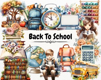 Back to School Clipart, School Kids Clipart, Classroom Images, School Teacher Clipart, School Supplies, Preschool Art Bundle, Teaching Art