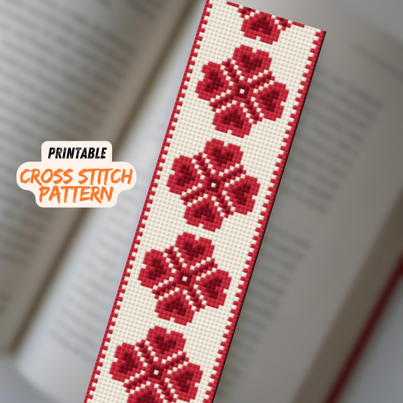 Embroidered Fabric Bookmark (Palestinian Tatreez) 16x5 cm