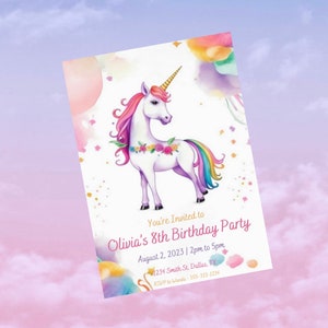 Unicorn Birthday Invitation | Unicorn Party Invitation | Unicorn Invitation