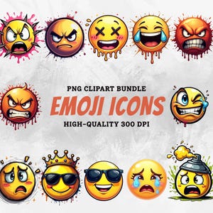 Paquete de imágenes prediseñadas de caras emoji, emojis PNG, emojis sonrientes, emojis de cara feliz, emojis de cara linda, emojis de cara enojada, emojis de cara triste, conjunto de pegatinas emoji