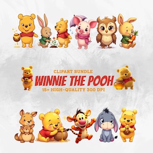 Classic Winnie the Pooh PNG Bundle | Vintage Winnie the Pooh Clipart | Baby Shower, Birthday, Nursery & Scrapbooking Digital Download