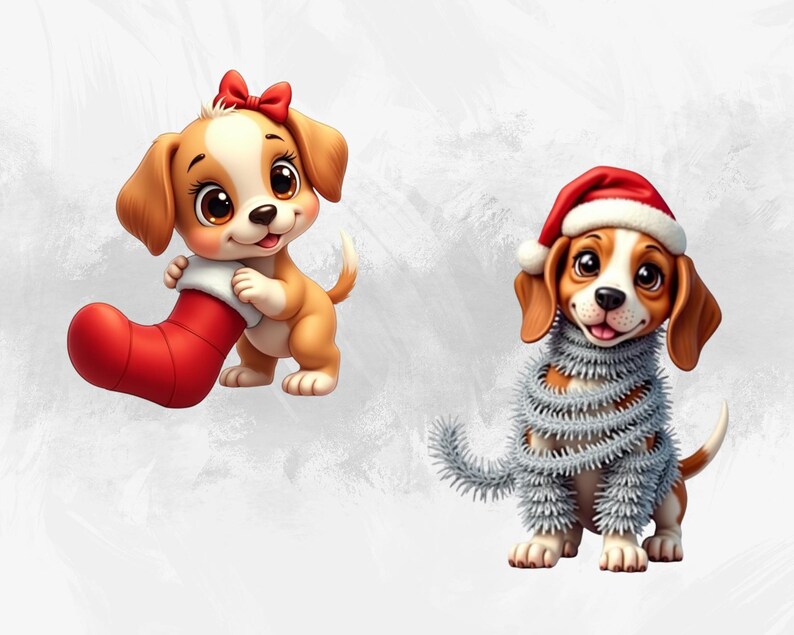 Whimsical Christmas Dogs Clipart Bundle | Winter Dog PNG Set | Holiday ...