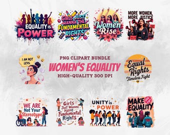 Feminist Clipart Bundle: Women's Equality Day PNG Graphics (Digital Download)
