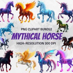 Pegasus Clipart PNG: Winged Mythical Horse Designs (Digital Download)