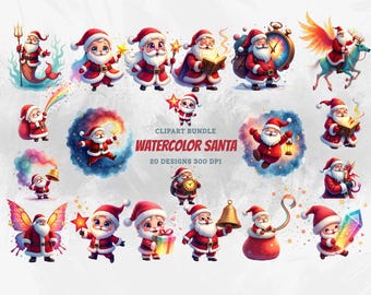 Cute Santa Claus PNG Bundle | Whimsical Christmas Clipart Set | Santa ...