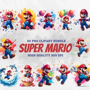 Super Mario PNG Clipart Bundle: DIY Crafts, Party Decor (Digital Download)