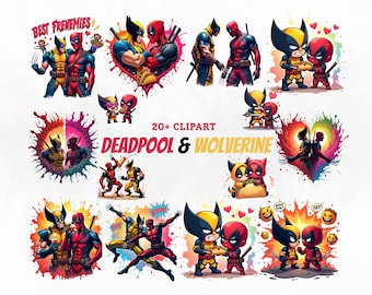 25+ Deadpool and Wolverine PNG Bundle | Marvel Superhero Clipart for ...