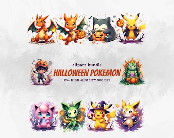 Cute Halloween Kawaii Creature Clipart Bundle PNG, Ghost Costume Characters, Spooky Trick or Treat Digital Download, Adorable Monster Art