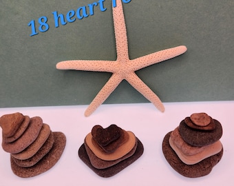 Heart Shaped Beach Stones: 18 Small Love Rocks for Zen Garden or Terrarium
