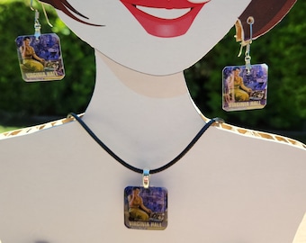 Custom Book Cover Jewelry Set: Author Necklace and Earrings, Writer Birthday Gift