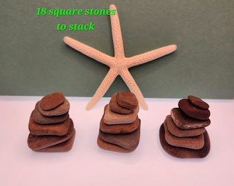 Square Rock Cairn Stones - California Beach Pebbles, Zen Garden Ships Free