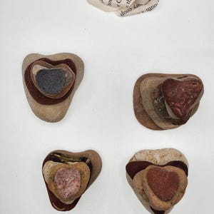 Heart Shaped Rock Cairn Mix Match, Gift for Nature Lover, 21 Small Love Stones, Ocean Rockhound, Beach wedding, Zen garden, Terrarium