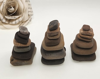 Square Rock Cairn Stones - California Beach Pebbles, Zen Garden Gift