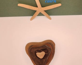 Jumbo Heart Shaped Rock Cairn, Pacific Ocean Beach Rocks:  Zen Garden Decor
