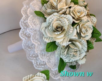 Book Page Bridal Bouquet: Literary Wedding Flowers, Custom Handmade Nosegay
