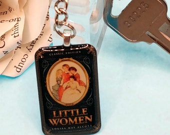 Little Women Book Cover Keychain: Handcrafted Resin Charm, Classic Kid Lit Gift