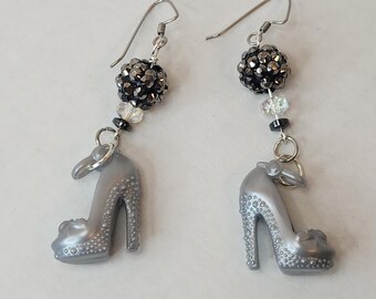Silver Colored High Heel Barbie Shoe Earrings Include Shipping