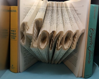 Custom Folded Book Art: Personalized Father's Day Gift, Bookshelf Decor
