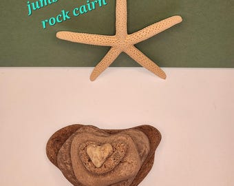 Jumbo Heart Shaped Rock Cairn, Pacific Ocean Beach Rocks:  Zen Garden Decor