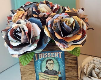 Ruth Bader Ginsburg I Dissent Flower Bouquet: Upcycled Book Feminist Gift