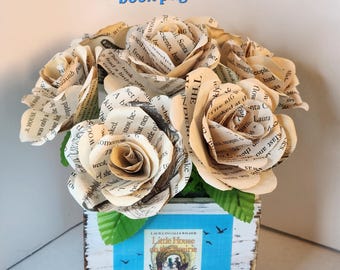 Book Bouquet from Little House on the Prairie by Laura Ingalls Wilder, Rustic upcycled flowers