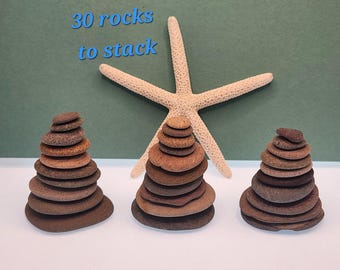 Mini Rock Cairns: 30 Smooth Beach Stones for Stacking & Zen Garden, Natural Gift
