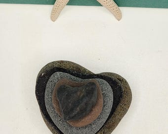 Jumbo Heart Shaped Rock Cairn, Pacific Ocean Beach Rocks:  Zen Garden Decor