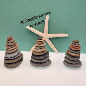 Mini Rock Cairns: 30 Smooth Beach Stones for Stacking & Zen Garden