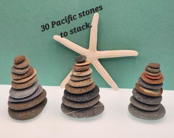Mini Rock Cairns: 30 Smooth Beach Stones for Stacking & Zen Garden