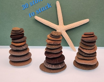 Mini Rock Cairns: 30 Smooth Beach Stones for Stacking & Zen Garden, Natural Gift