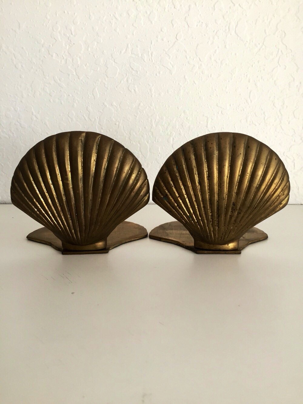 Vintage Brass Shell Bookends Etsy