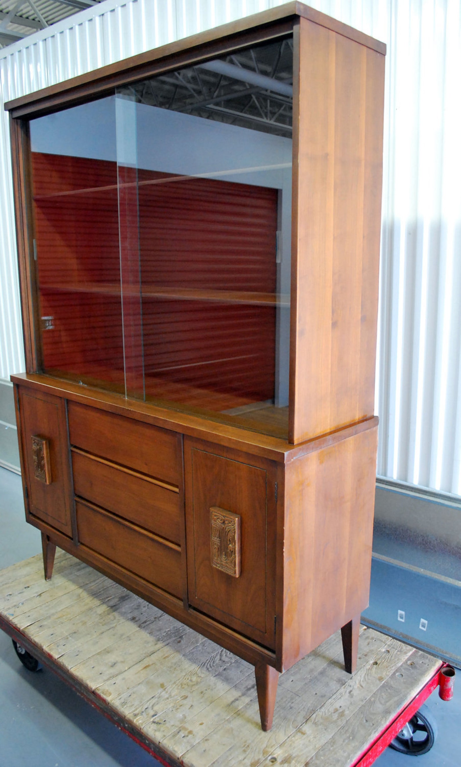 Mid Century Bassett Mayan Line China Hutch Etsy