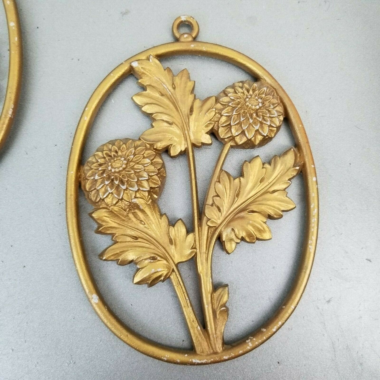 3pc Vintage Sexton Cast Metal Wall Art Flower Decor USA Gold Etsy