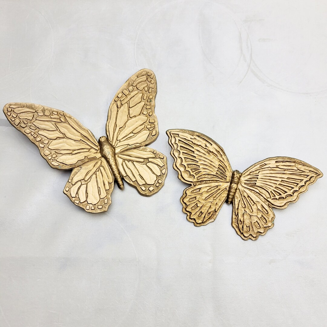 Vintage Pair HOMCO Gold Butterfly Wall Decor Retro Plastic MCM Etsy