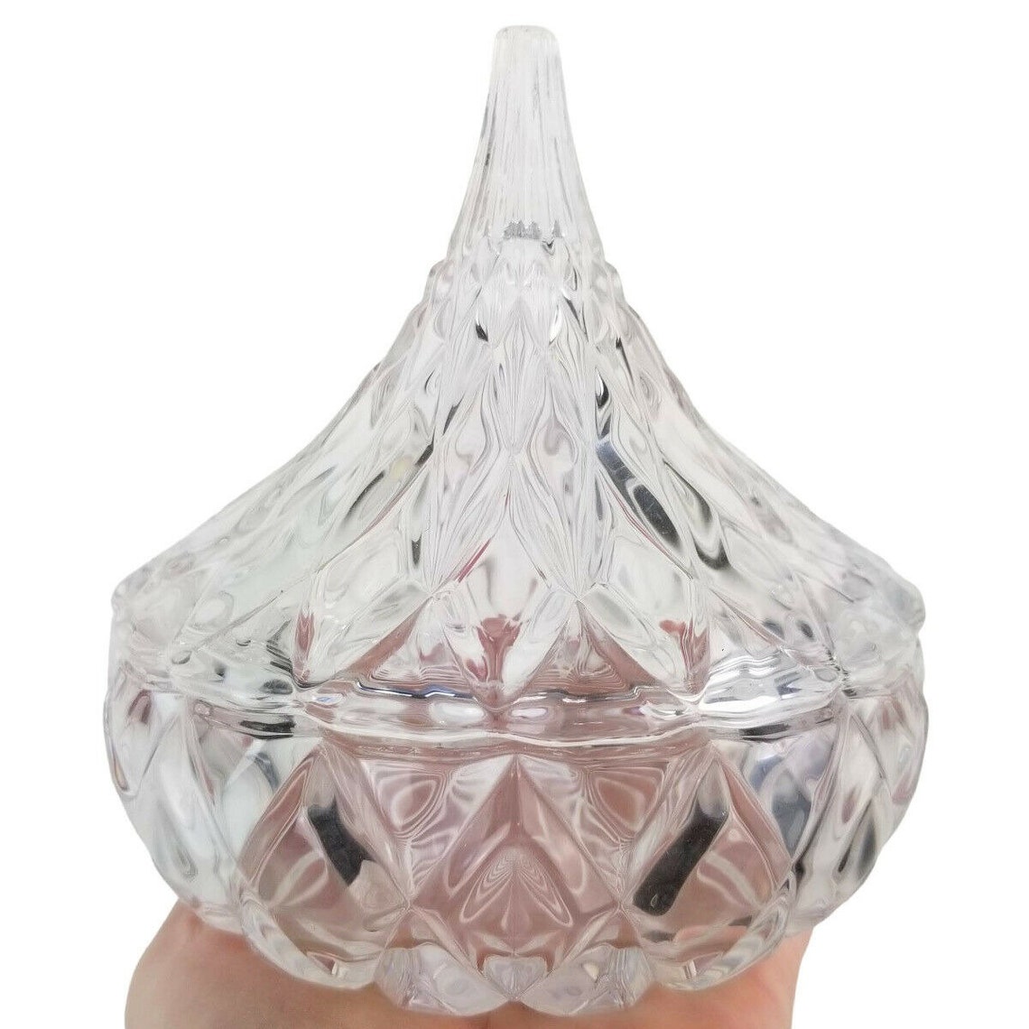 Hershey Kiss Cut Glass Crystal Candy Dish With Lid Covered Etsy